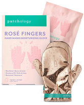 Patchology Rosé Fingers hand mask strawberry-glove for quick hydration.