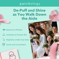 Patchology under-eye patches close-up on skin for soothing hydration