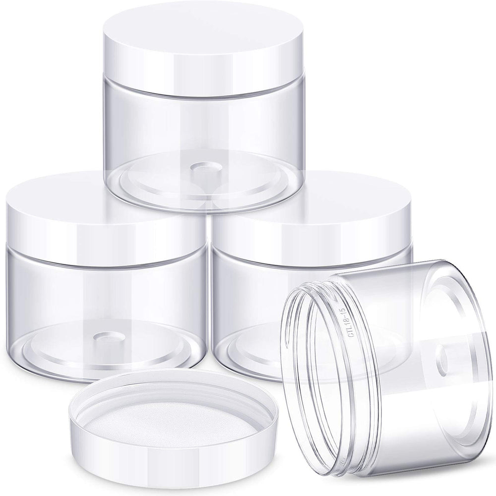 Patelai four-pack round jars with wide mouths for easy filling and travel-ready storage.