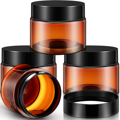 Patelai 2oz amber round container with lid for travel storage of creams
