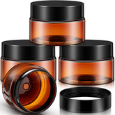 Patelai amber wide-mouth jar with lid for easy travel storage.