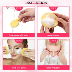 Patelai compressed facial sponge yellow pack for soothing exfoliation.