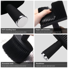 Patelai soft-bristle neck duster brush, top view highlighting wide bristles for quick reach.