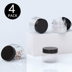 Patelai transparent travel jars with wide mouths, convenient for creams and oils.
