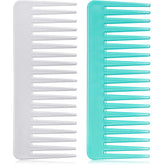 Patelai wide tooth comb closeup showing gentle detangling for curly hair.