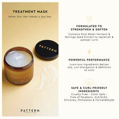 PATTERN Beauty Treatment Mask ingredients rice water ferment provide nourishing shine.