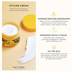 PATTERN Crema para rizos, definición e hidratación gracias a ingredientes nutritivos.