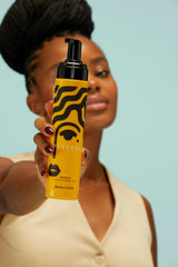 Applying PATTERN Curl Mousse distributes evenly for defined wash-and-go curls