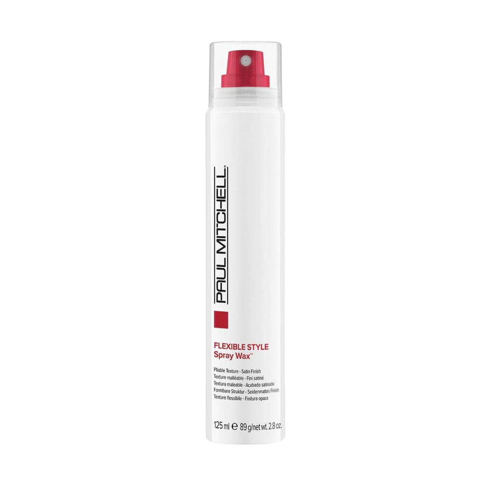 Paul Mitchell cera en aerosol muestra textura flexible y volumen para peinados con movimiento.