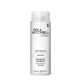 Paul Mitchell Clear Essential Shampoo sin fragancia en botella, apto para piel sensible.