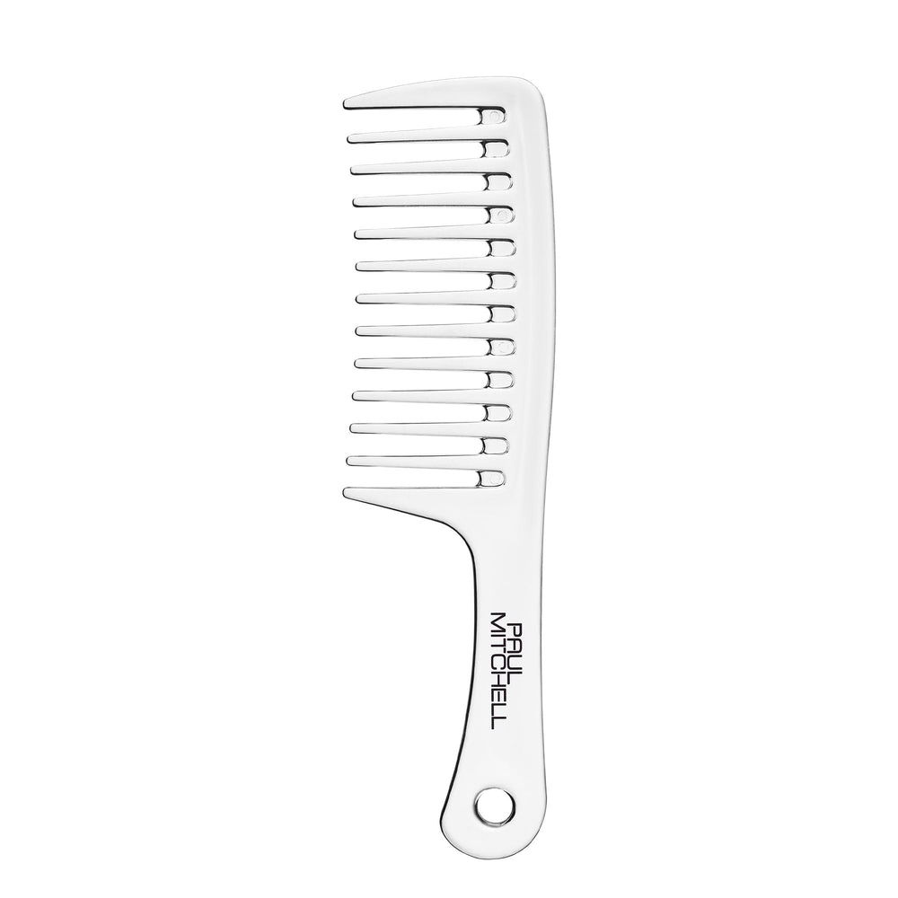 Paul Mitchell Detangler Comb wide teeth close-up for painless detangling.