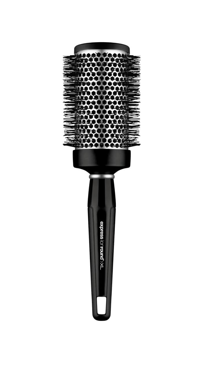 Paul Mitchell Express Ion aluminum round brush XL with heated barrel for faster drying and sleek finish.