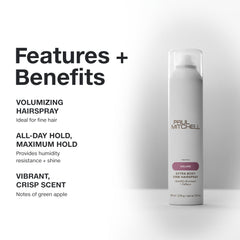 Paul Mitchell hairspray lifts strands with lasting volume and shine