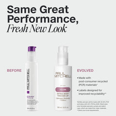 Textura ligera de Paul Mitchell Thicken Up en la mano para definición suave