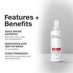 Paul Mitchell hairspray mist demonstrating light, even dispersion for all hair types