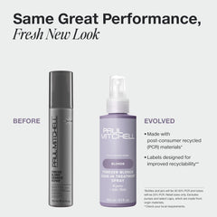 Paul Mitchell Forever Blonde leave-in spray shows easy application and nourishment.