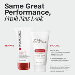 Paul Mitchell Re-Works cap-closeup highlights easy restyling and bendable hold.