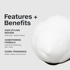 Paul Mitchell Sculpting Foam application scene highlighting touchable definition and volume.