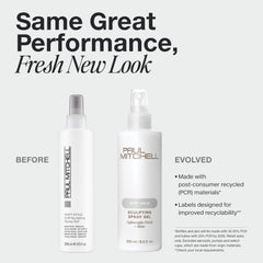 Close-up of spray nozzle on Paul Mitchell Soft Sculpting Spray Gel for easy application.
