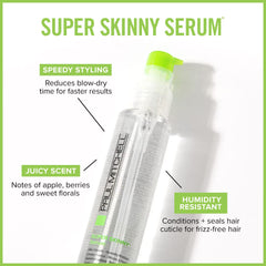 Paul Mitchell Super Skinny Serum hand pump demonstrates easy damp hair application