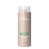 Champú Paul Mitchell con visual de botella; deja el cabello suave y manejable tras lavado.