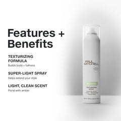 Close-up of Paul Mitchell Texturizing Spray texture for undone style.