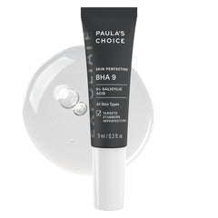 Paula's Choice BHA 9 spot treatment bottle focusing on pore refinement and exfoliation