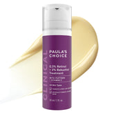 Paula's Choice Clinical serum bottle shows fragrance-free formula for smoother, more even skin.