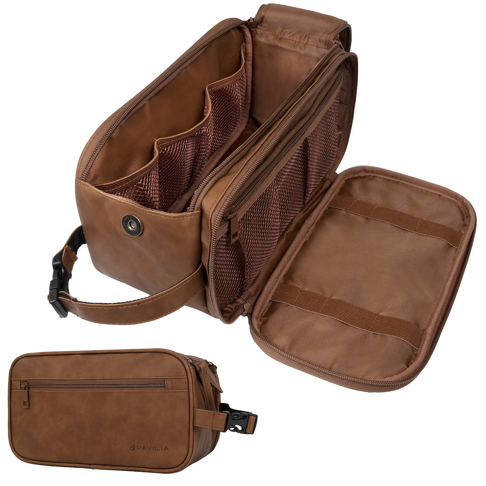 PAVILIA Toiletry Bag for Men with large opening for easy access on travel
