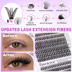 Pawotence cluster lashes 30D-40D 9-16mm for versatile styling options