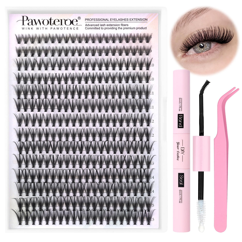 Pawotence lash extension kit clusters for natural-looking at-home enhancement
