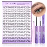 Pawotence lash extension kit with wispy clusters for a natural at-home look and quick touch-ups.