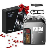 PAXA Mini Electric Shaver dual-ring head for a close, gentle shave