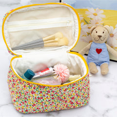 PAZIMIIK quilted makeup bag main compartment keeps cosmetics neatly organized.