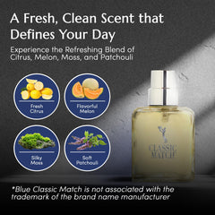 PB ParfumsBelcam Blue Classic Match packaging box with premium look for gifting.