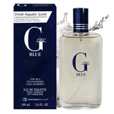 PB ParfumsBelcam G Eau Blue bottle closeup highlighting fresh citrus scent.