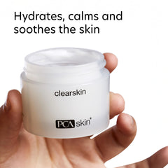 Moisturizer on the hand ready for daily use with PCA SKIN Clearskin.