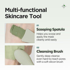 P.CALM dual pore brush exfoliation end for gentle deep cleansing.