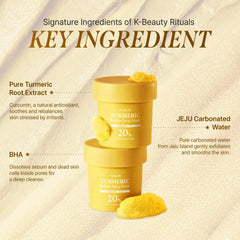 P.CALM Turmeric Bubble Deep Mask ayuda a reducir enrojecimiento visible y equilibrar la piel.