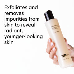 PCA SKIN Daily Face Exfoliant Cleanser texture closeup showing creamy gel suitable for all skin types.
