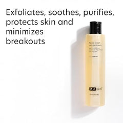 PCA SKIN Hydrating Face Wash foaming-lather showing a gentle cleanse for oily skin.