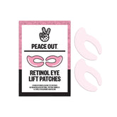 Peace Out Retinol Eye Lift Patch packaging showcases premium eye-care solution.