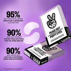 Peace Out patches infused with caffeine and niacinamide for quick under-eye refresh.