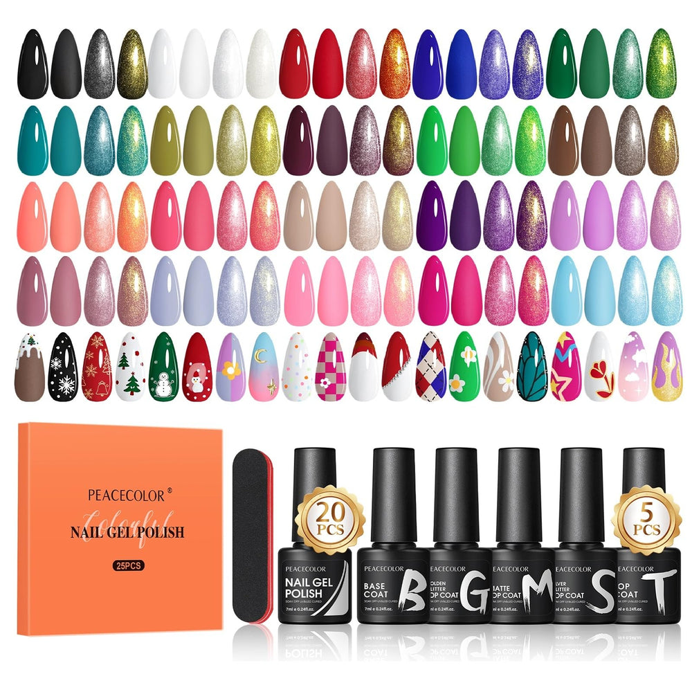 PEACECOLOR 26pc gel nail polish set shown for DIY manicures and salon-like results