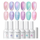 PEACECOLOR cat eye gel nail polish set with magnet for six-shade chic nails