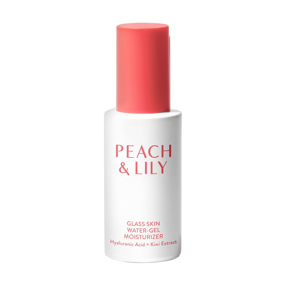 Peach and Lily Glass Skin Water-Gel moisturizer in a clear jar provides weightless hydration