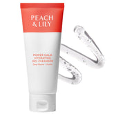 Peach & Lily Power Calm Gel Cleanser bottle close-up for gentle cleansing and balance.