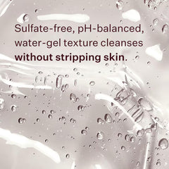 Pump dispenser shown for easy daily use of Peach & Lily Power Calm Gel Cleanser.