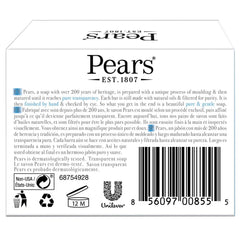 Pears glycerin soap close-up reveals translucent blue lather and mint aroma.