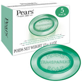 Jabon Pears transparente verde, muestra textura suave y glicerina para piel hidratada.